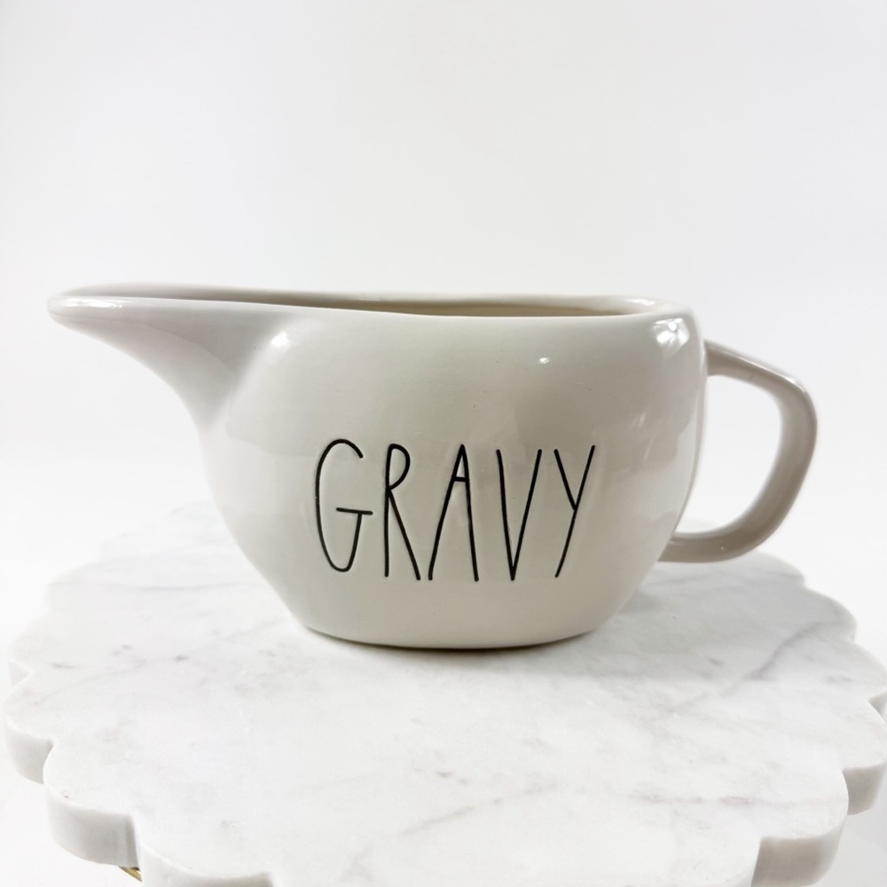 616. Rae Dunn “GRAVY” Ceramic Gravy Boat Artisan Collection Off White Farmhouse